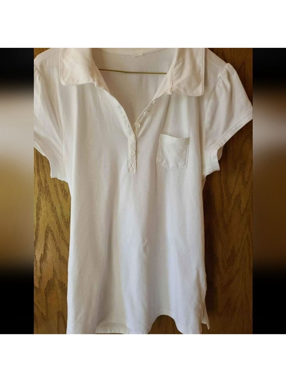 Women's White Jersey Knit Top Size S